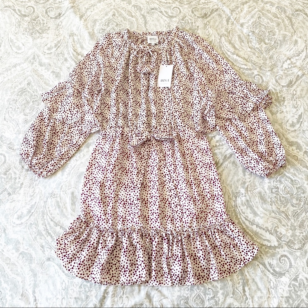 MISA Los Angeles Nehda Dress White Purple Dots NWT - Picture 4 of 10